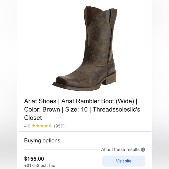 ARIAT RAMBLER WESTERN/COWBOY/RIDING BOOTS - Picture 15 of 16